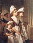 Sophie anderson Foundling Girls in their School Dresses at Prayer in the Chapel Germany oil painting artist